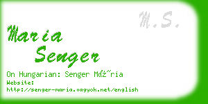 maria senger business card